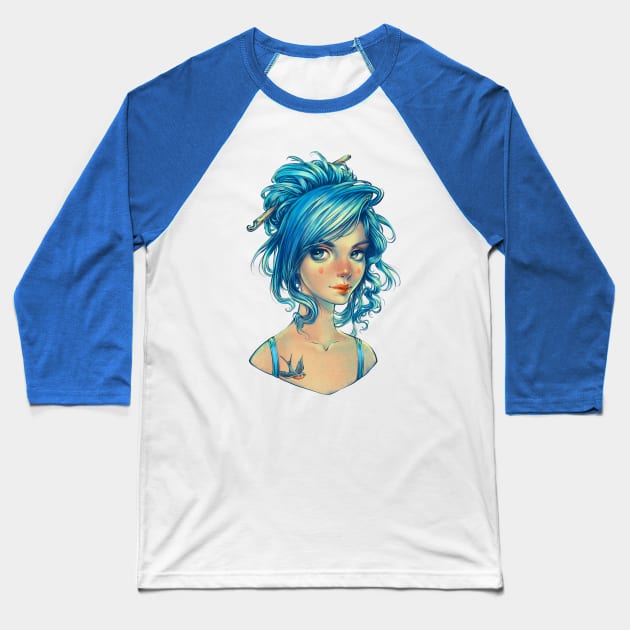 Blue bird Baseball T-Shirt by Dimary